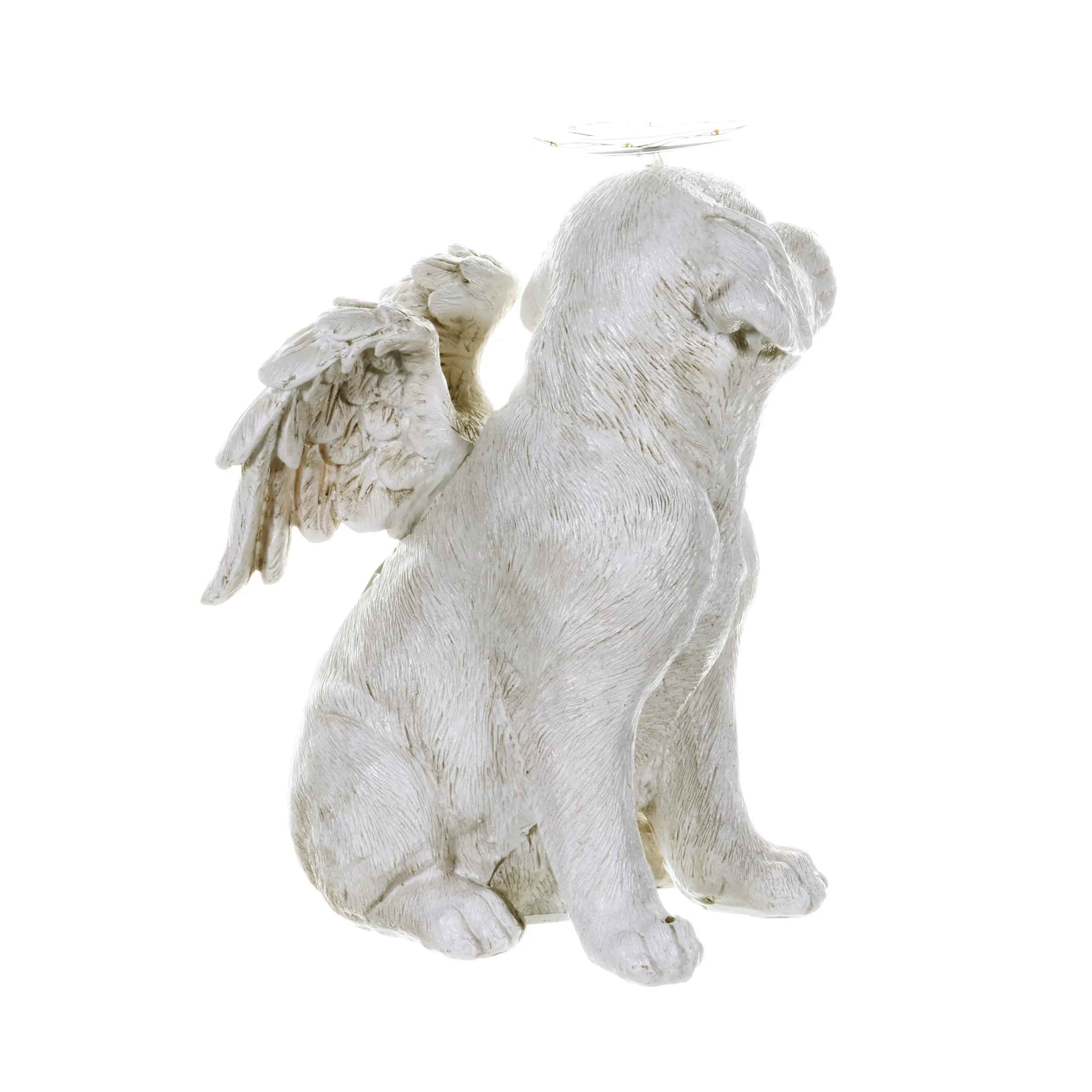 Solar Halo Dog with Angel Wings Memorial Statue, 10 Inch