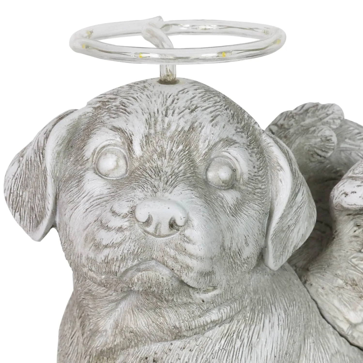 Solar Halo Dog with Angel Wings Memorial Statue, 10 Inch