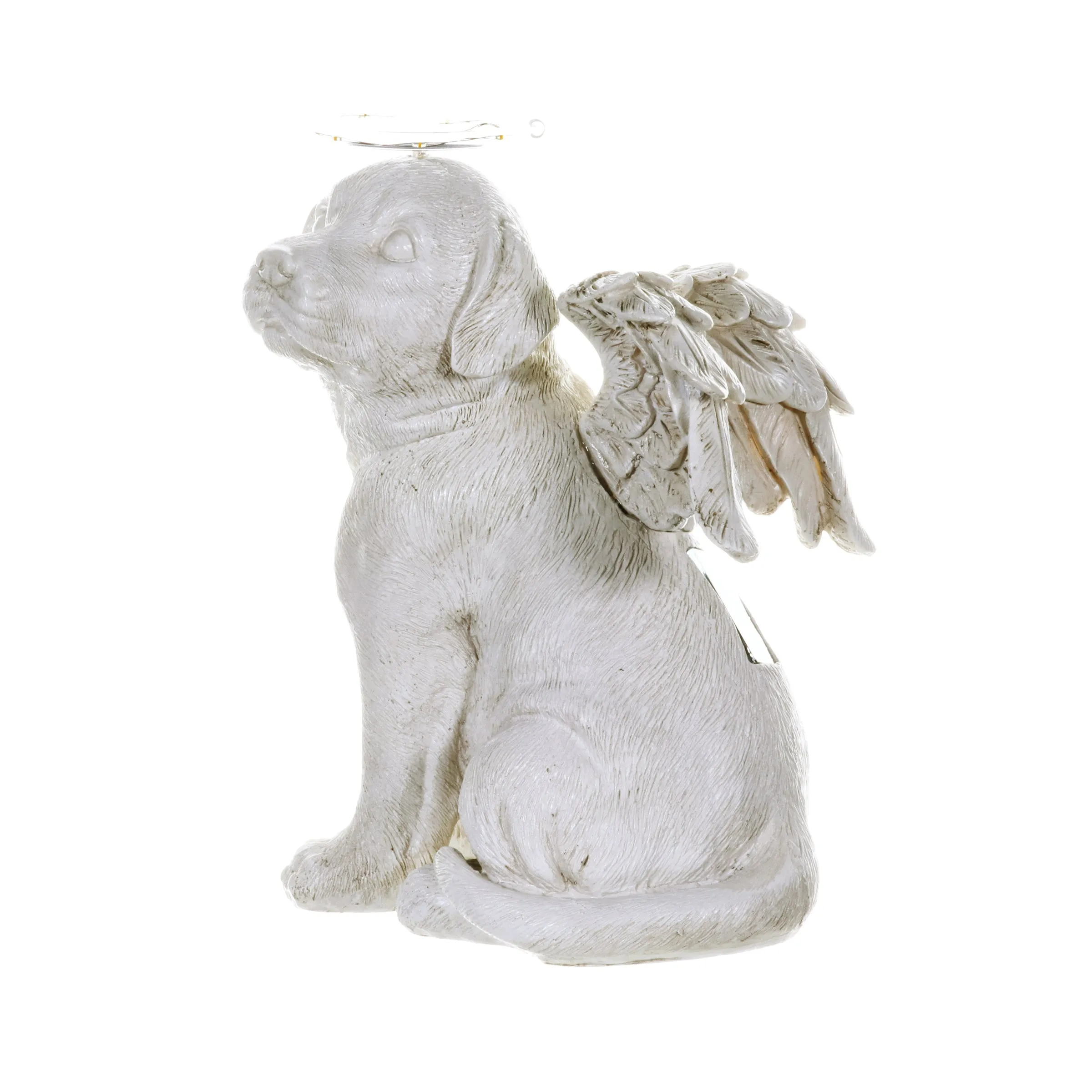 Solar Halo Dog with Angel Wings Memorial Statue, 10 Inch