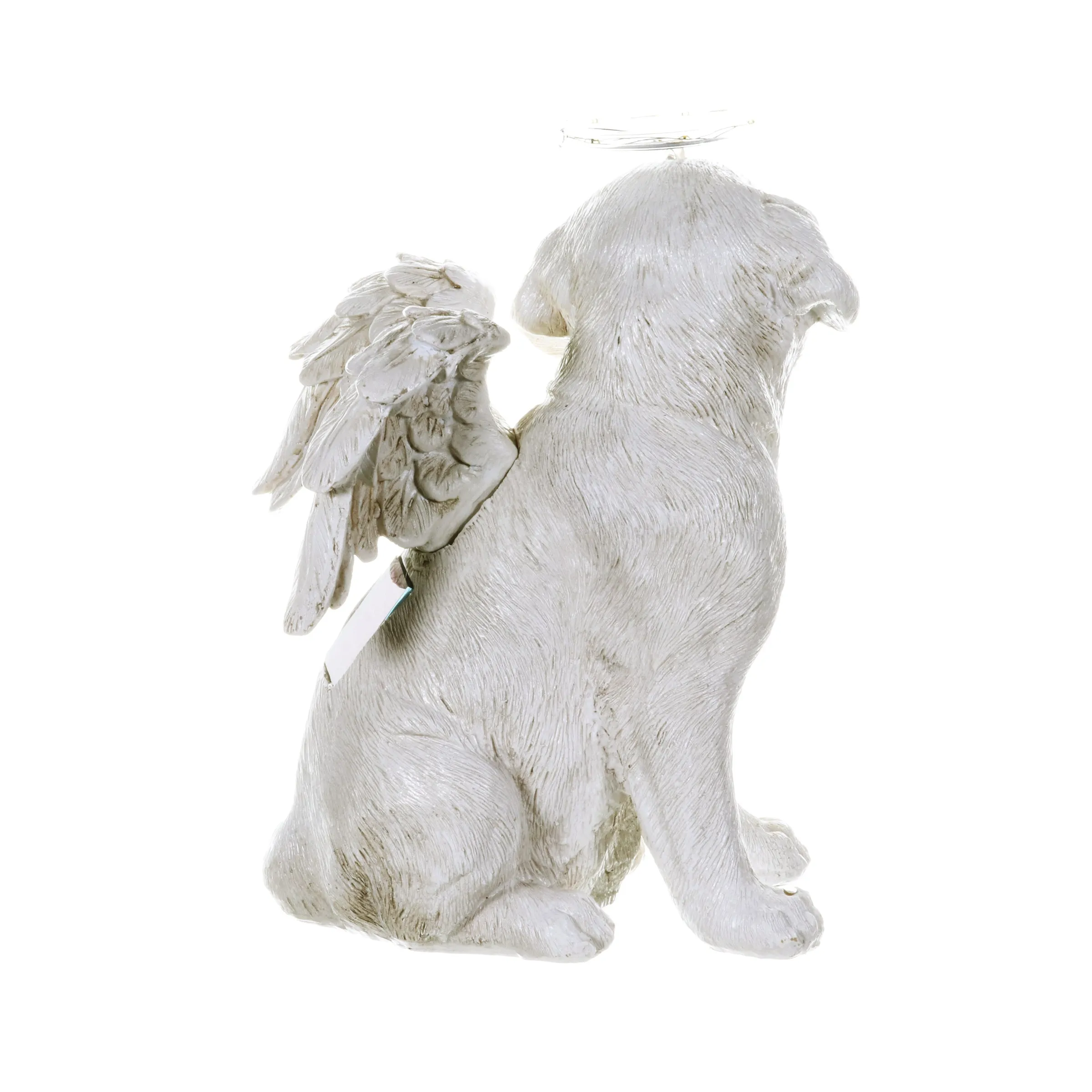 Solar Halo Dog with Angel Wings Memorial Statue, 10 Inch