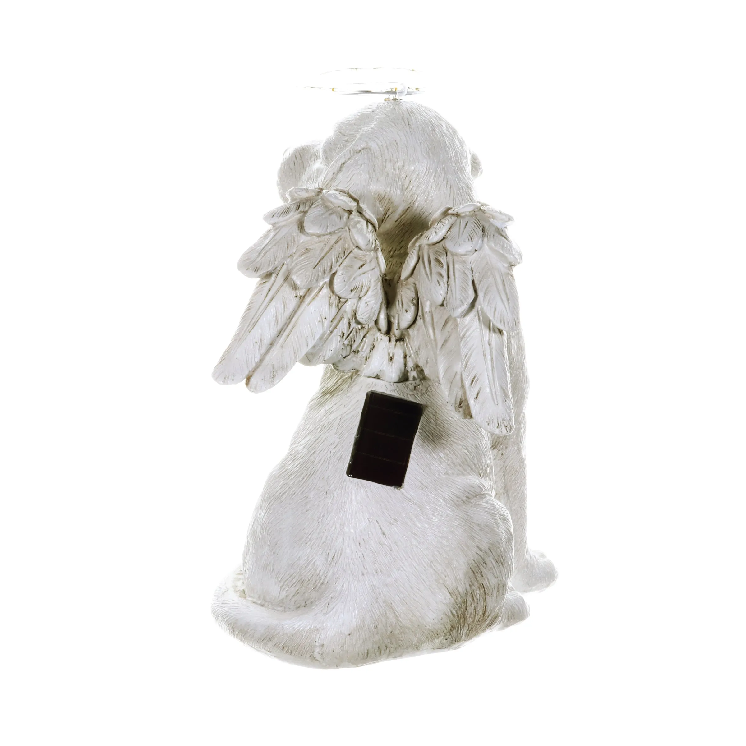 Solar Halo Dog with Angel Wings Memorial Statue, 10 Inch