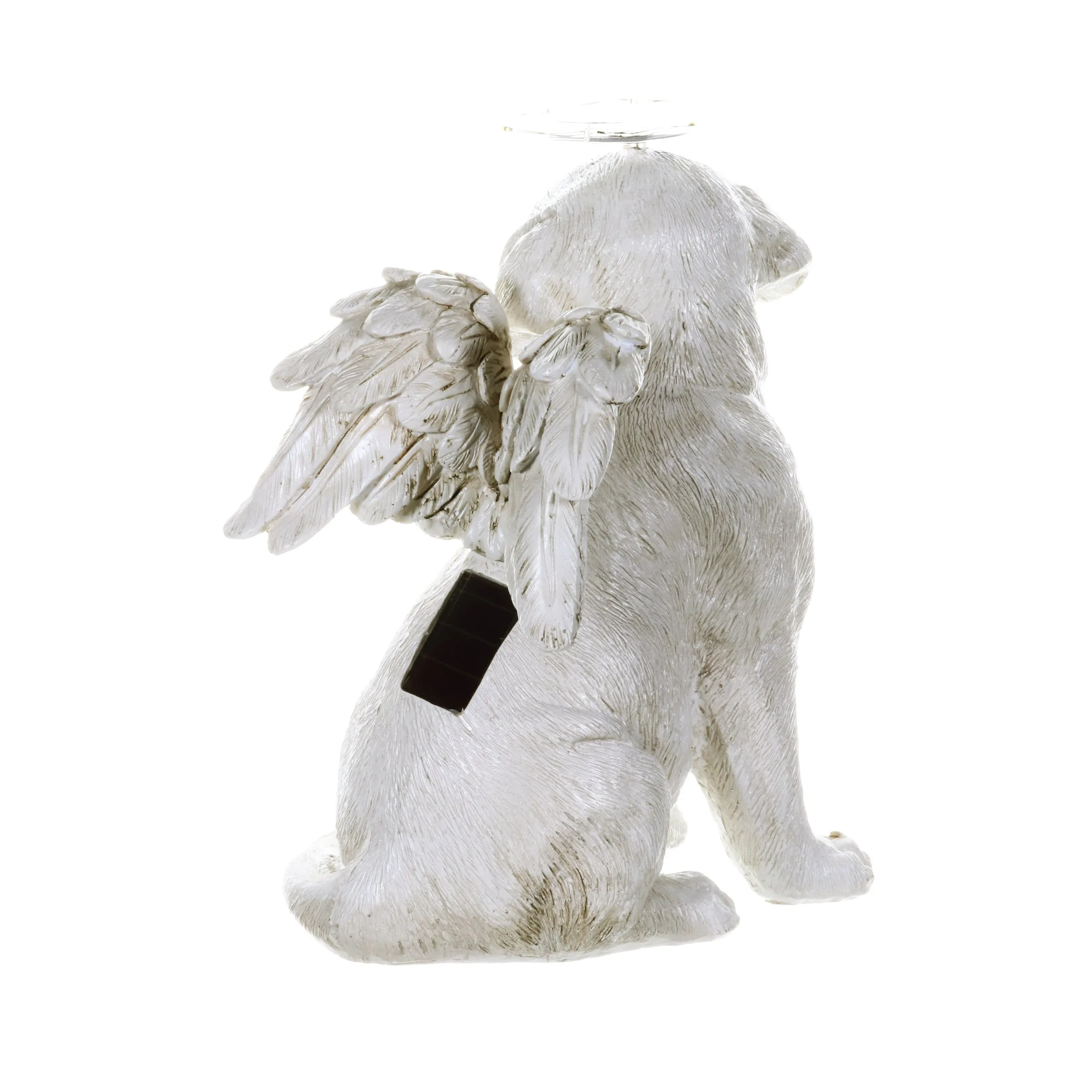 Solar Halo Dog with Angel Wings Memorial Statue, 10 Inch