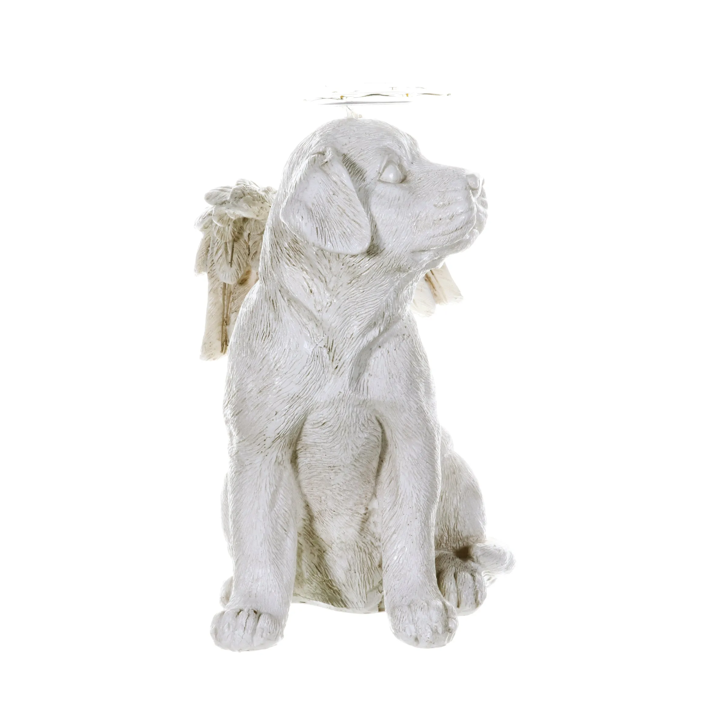 Solar Halo Dog with Angel Wings Memorial Statue, 10 Inch