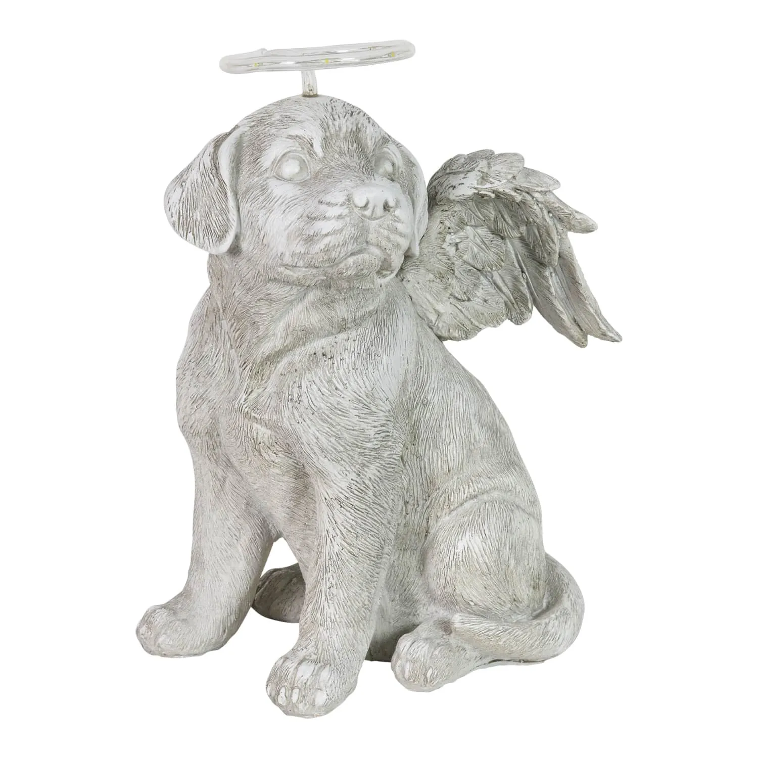 Solar Halo Dog with Angel Wings Memorial Statue, 10 Inch