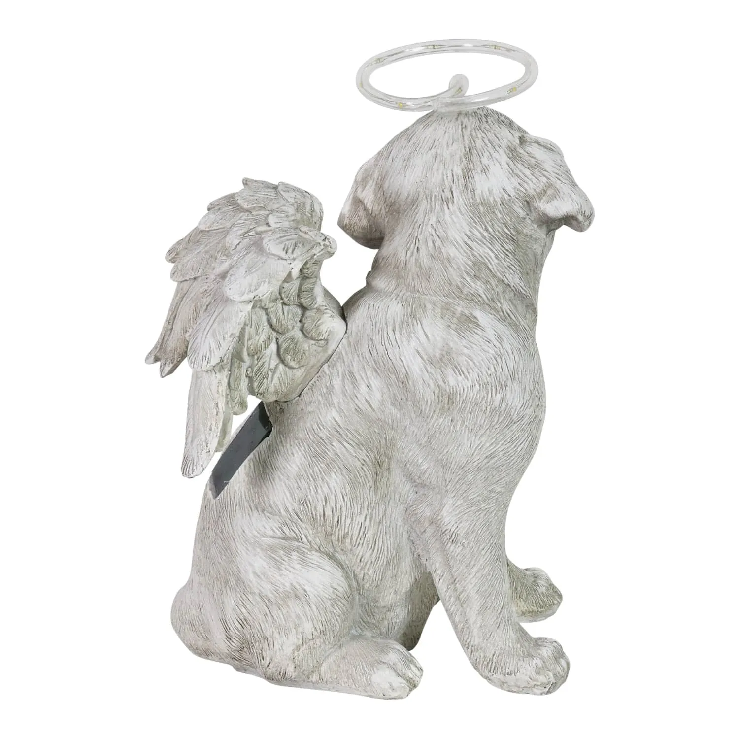 Solar Halo Dog with Angel Wings Memorial Statue, 10 Inch