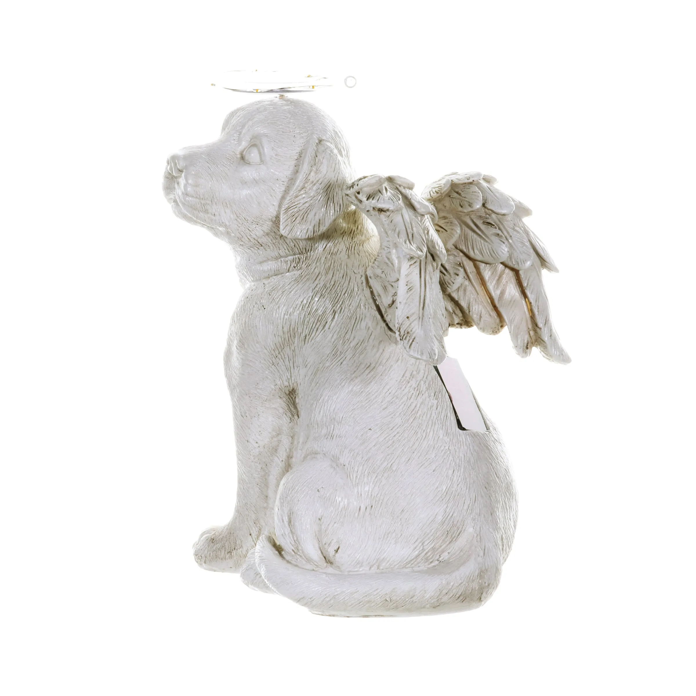 Solar Halo Dog with Angel Wings Memorial Statue, 10 Inch