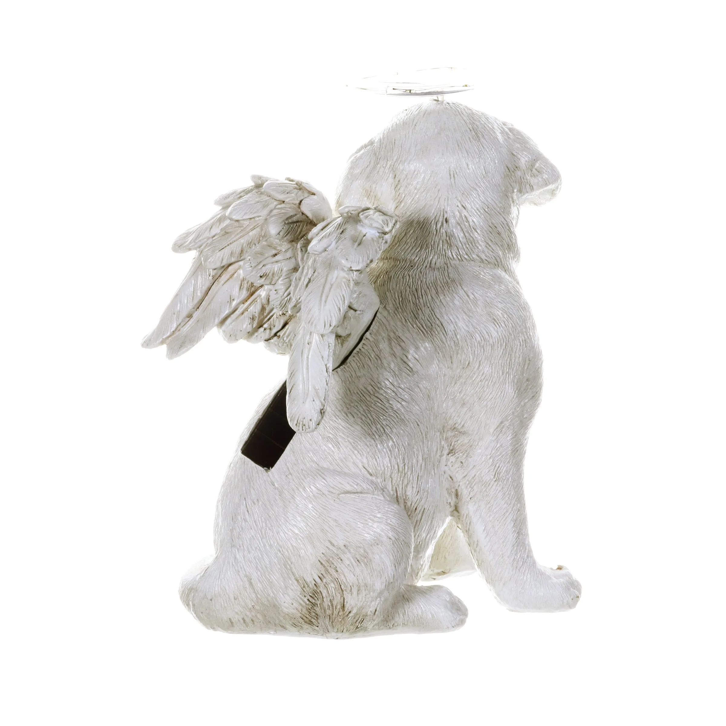 Solar Halo Dog with Angel Wings Memorial Statue, 10 Inch