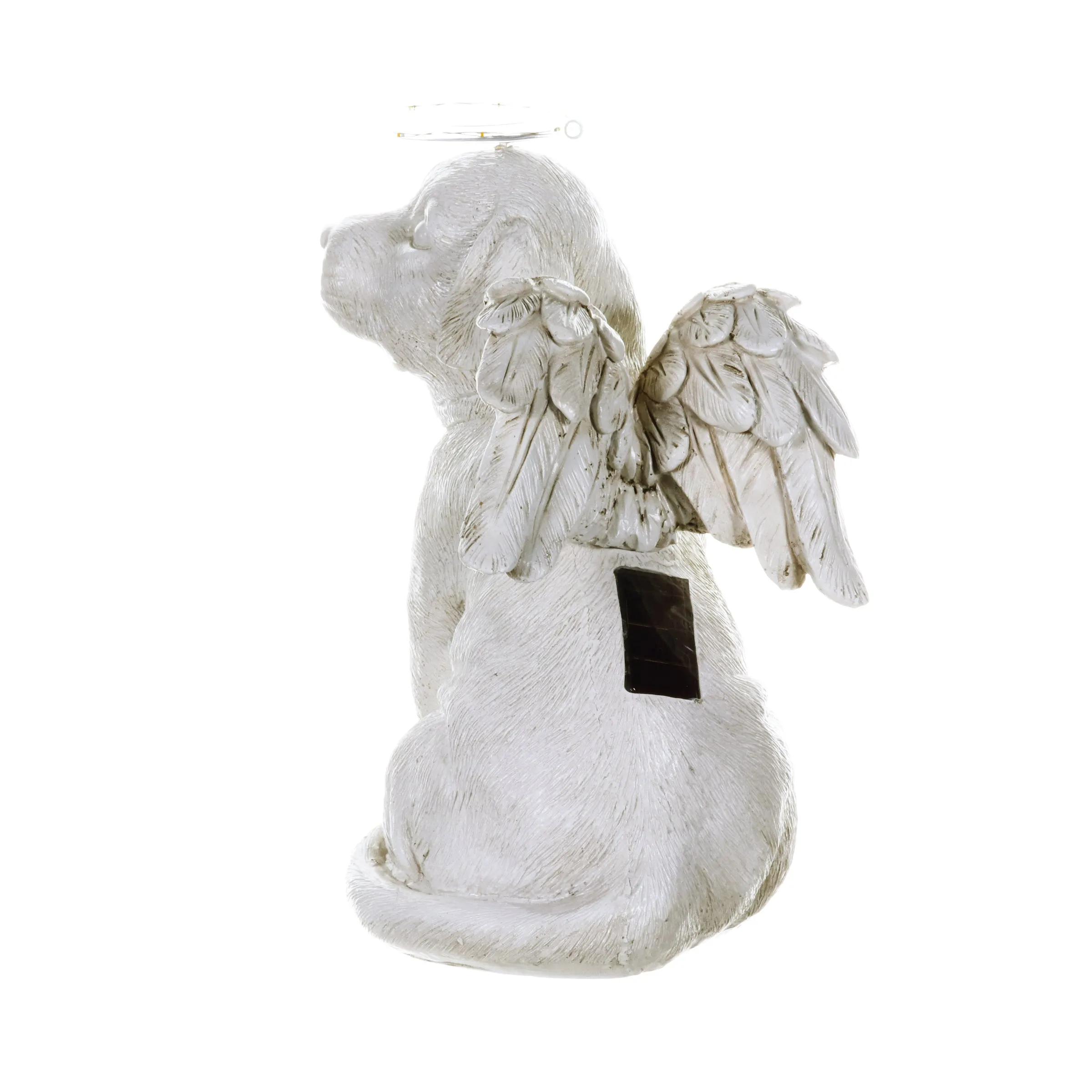 Solar Halo Dog with Angel Wings Memorial Statue, 10 Inch