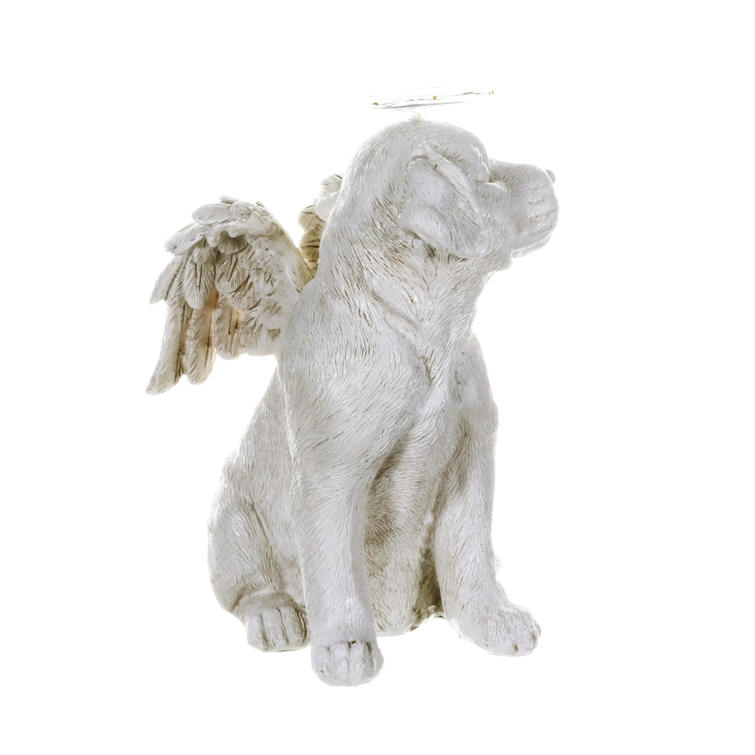 Solar Halo Dog with Angel Wings Memorial Statue, 10 Inch