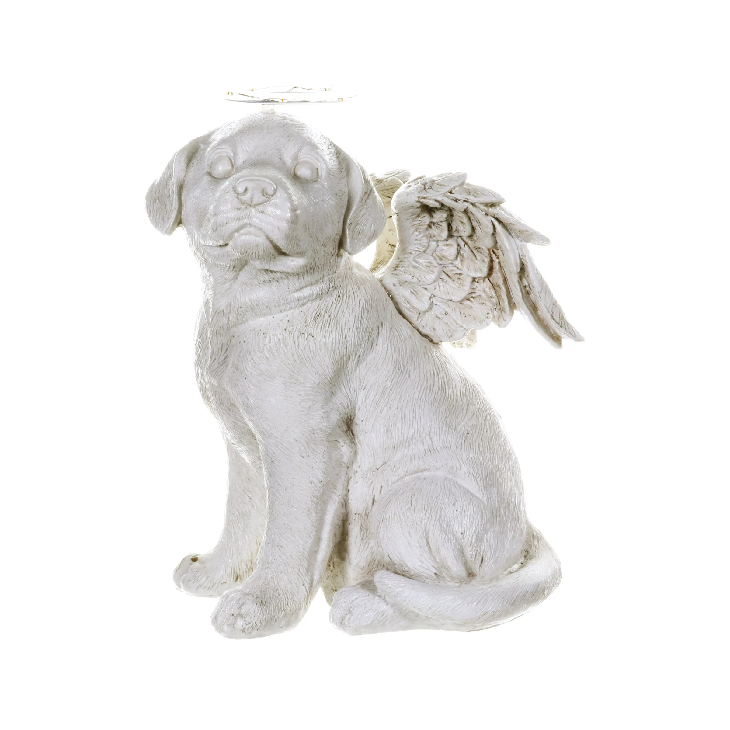 Solar Halo Dog with Angel Wings Memorial Statue, 10 Inch