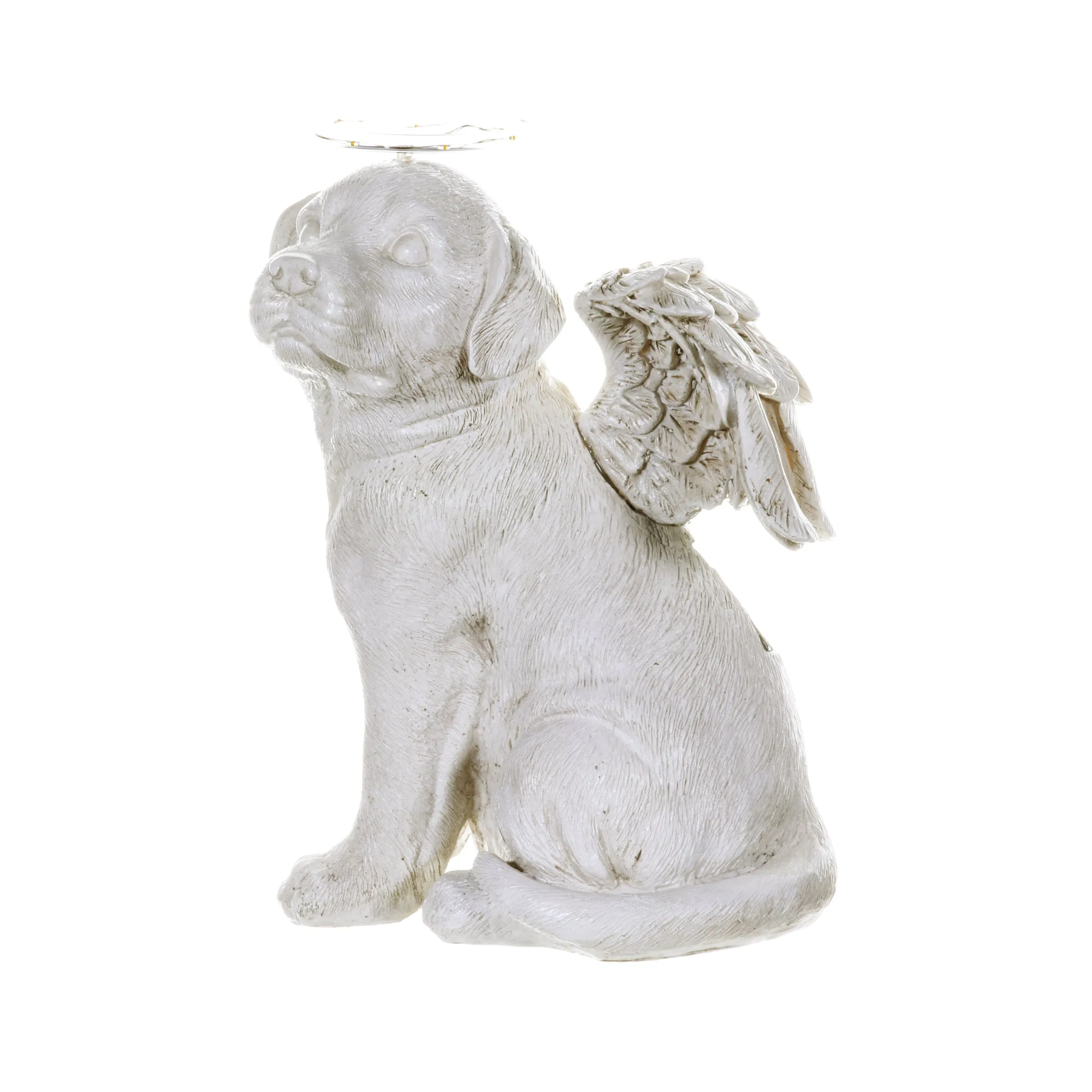 Solar Halo Dog with Angel Wings Memorial Statue, 10 Inch