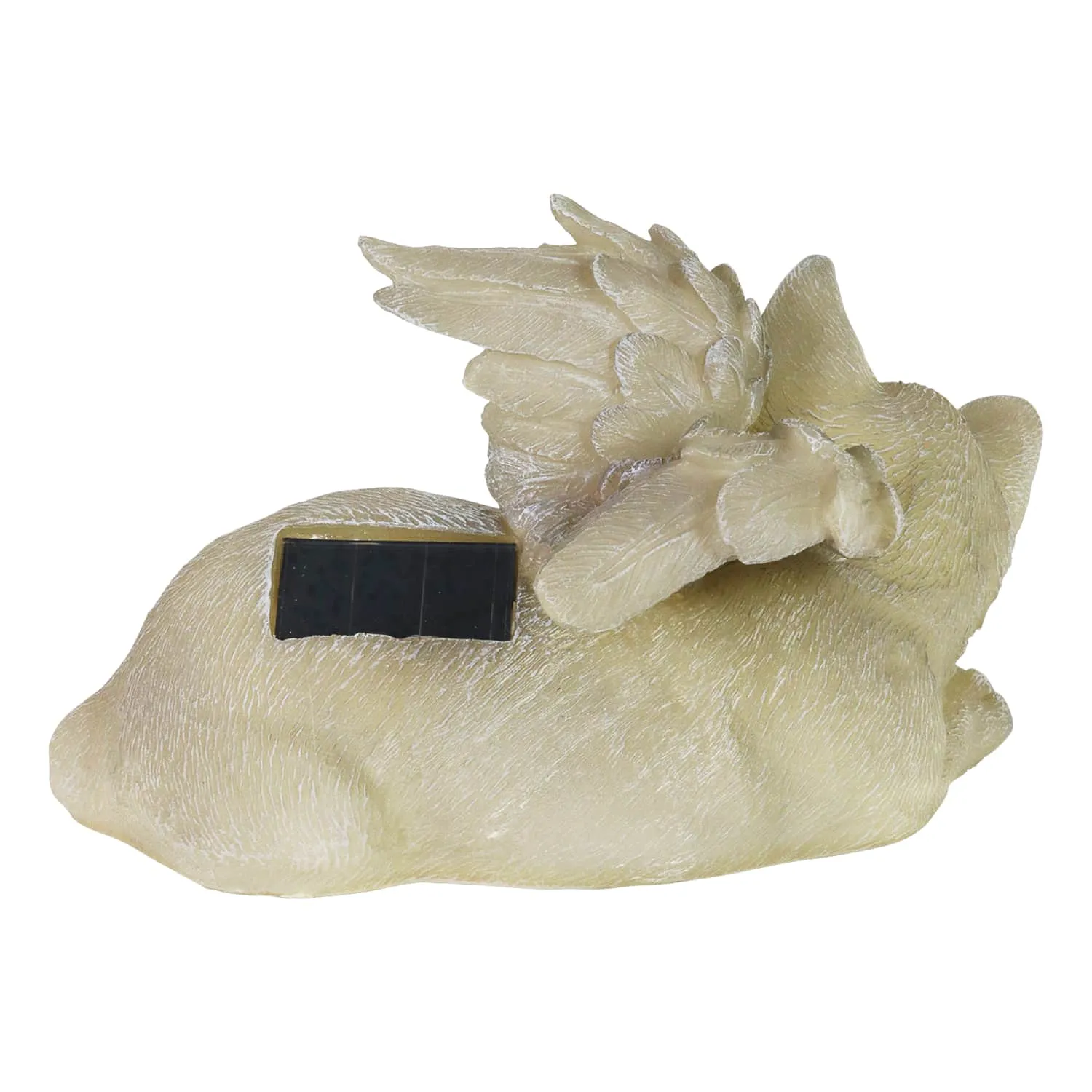 Solar Sleeping Cat Angel Memorial Statue, 12 by 6.5 Inches