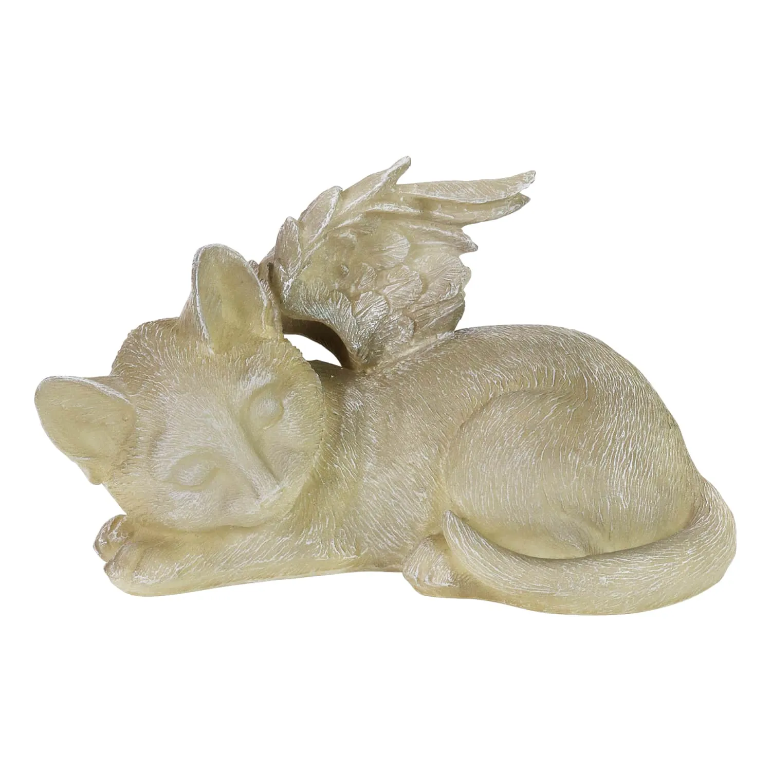 Solar Sleeping Cat Angel Memorial Statue, 12 by 6.5 Inches