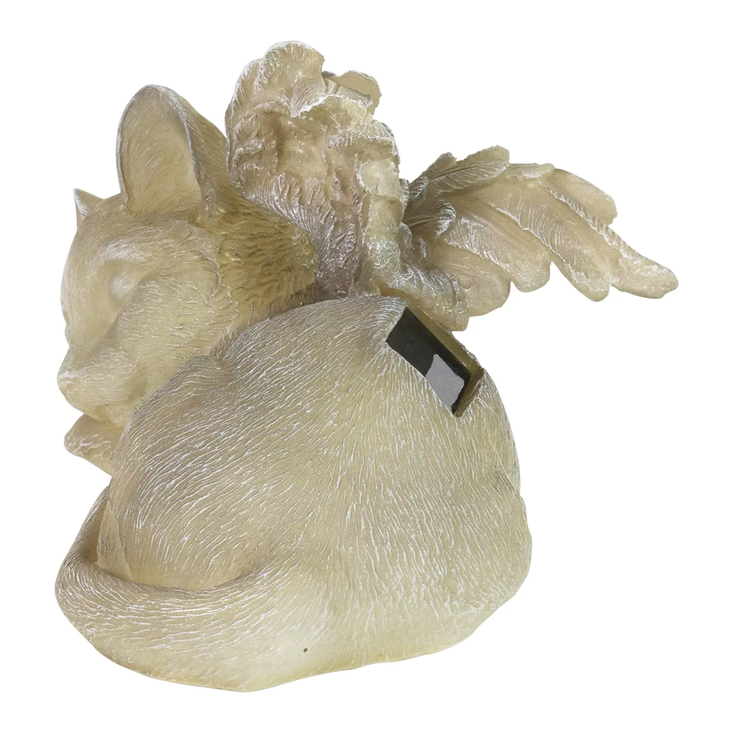 Solar Sleeping Cat Angel Memorial Statue, 12 by 6.5 Inches