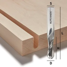 Solid Carbide Router Bit - Spiral Ball End Up Cut 2 Flute