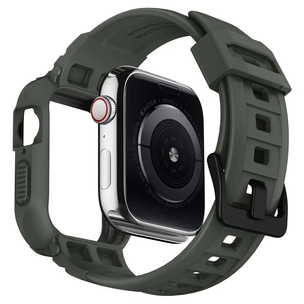 Spigen Rugged Armor Apple Watch SE/6/5/4 (44mm) Gummi Cover & Rem - Grøn