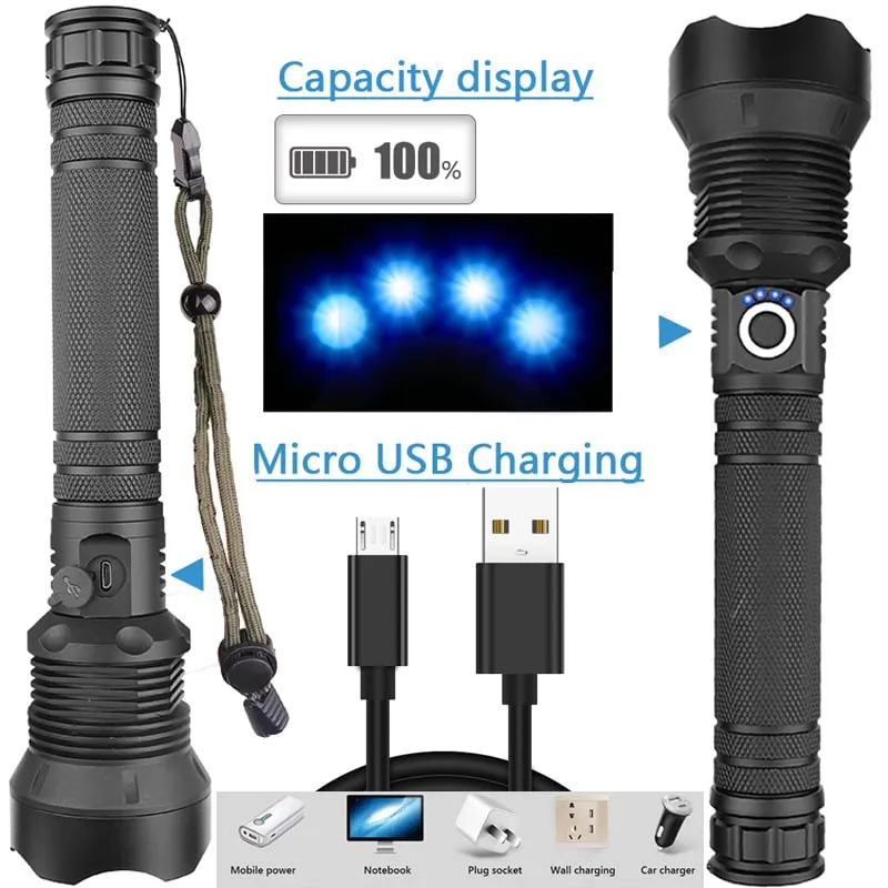 🔦Super Bright, Powerful,High lumens,Long-Size Tactical Flashlights with Rechargeable battery