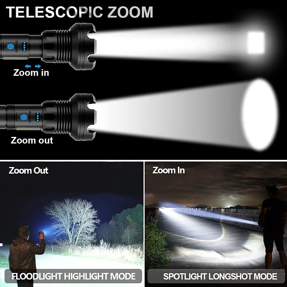 🔦Super Bright, Powerful,High lumens,Long-Size Tactical Flashlights with Rechargeable battery