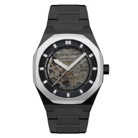 Thomas Earnshaw Drake Skeleton Automatic Black Silver Men's Watch ES-8142-66