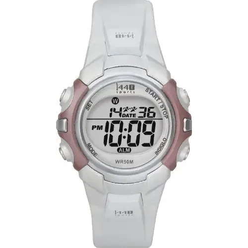 Timex Women's Digital Quartz Date Pink and White Resin Watch T5G881