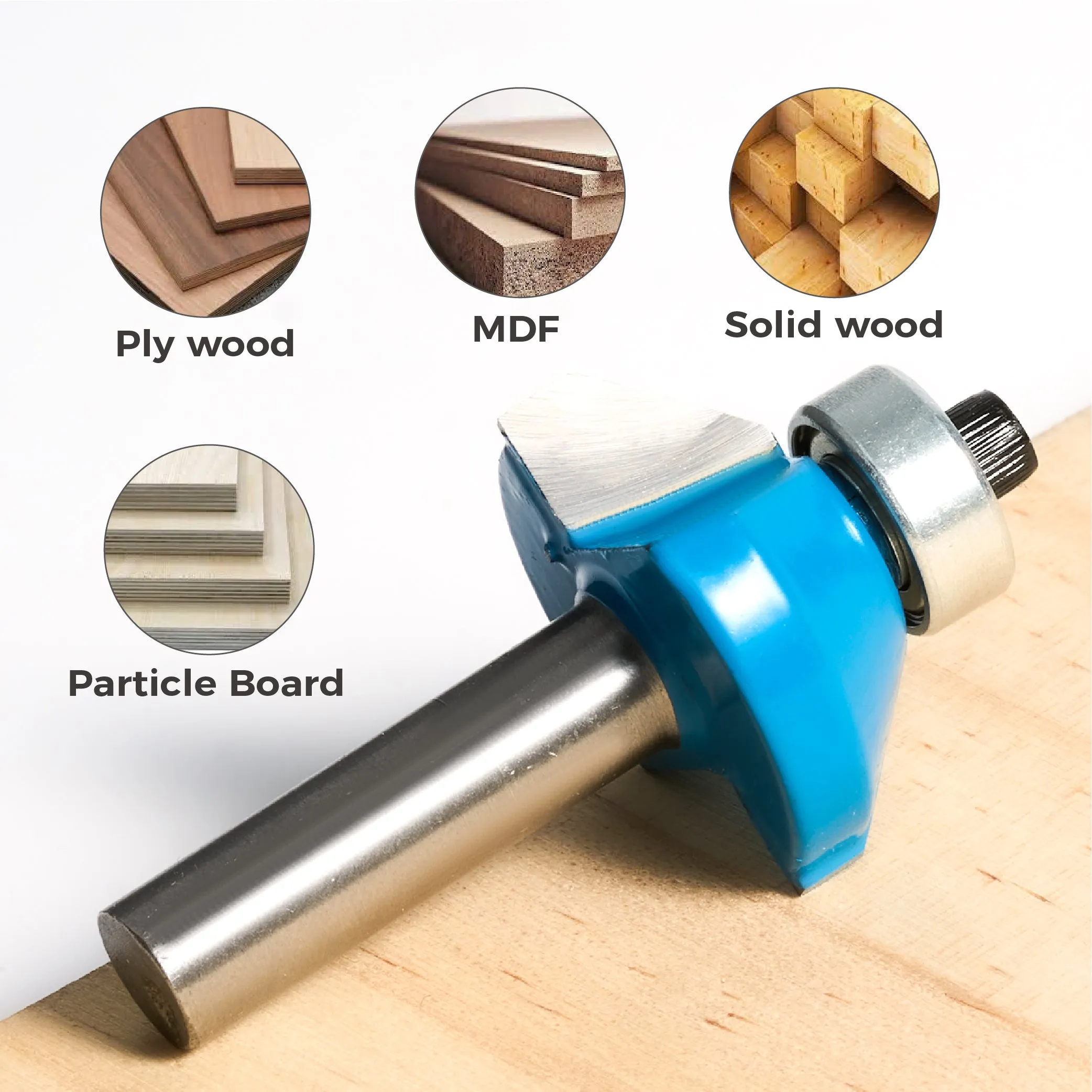 toolant Chamfer Router Bits for Edge Forming, 5/16-Inch Shank 1/4-Inch 45 Degree, Carbide-Tipped Milling Cutter for Woodworking