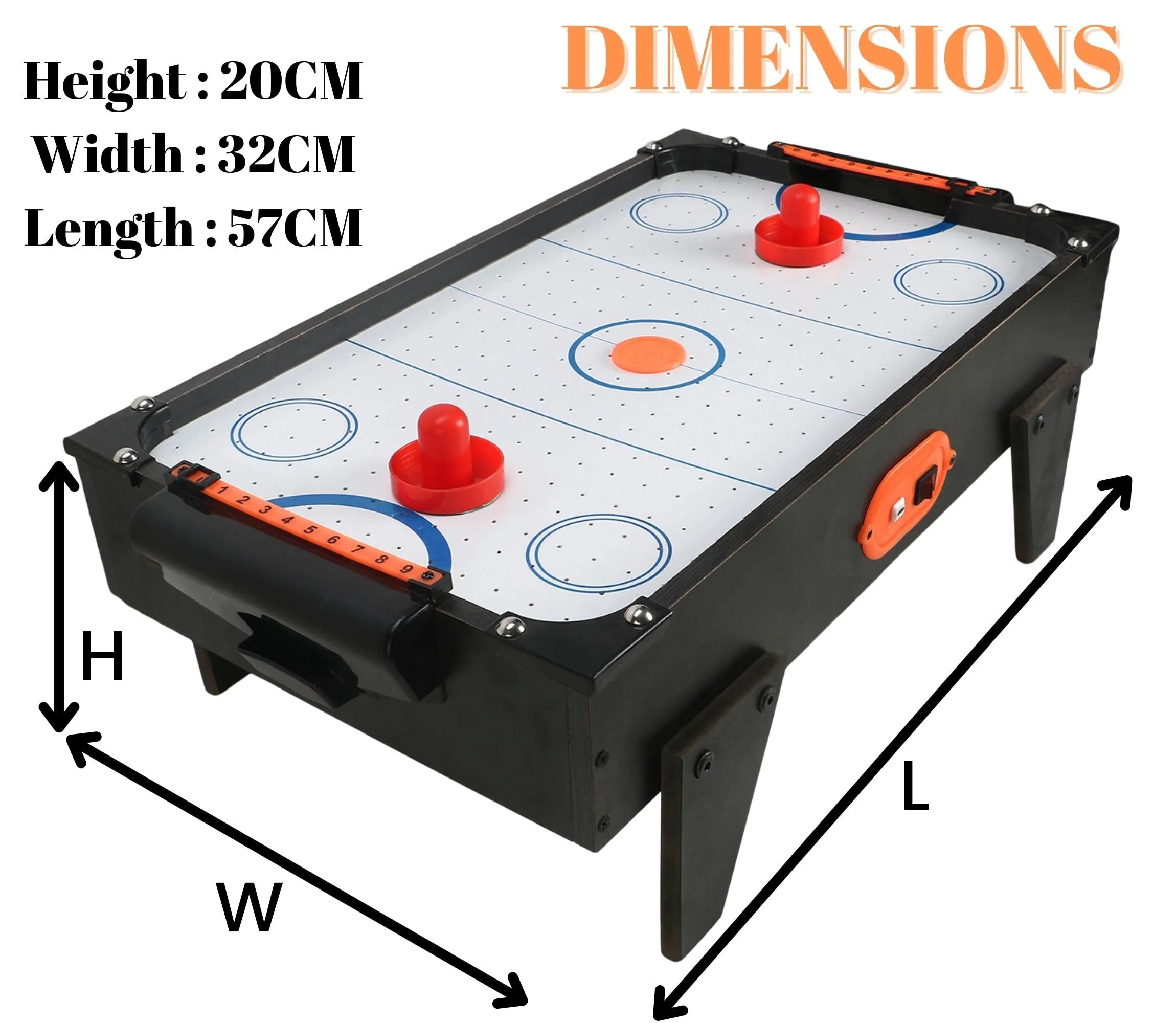 ToyMart Wooden Small Electric Air Hockey Table Game for Kids & Adults, Indoor and Outdoor Game Set, with Charger and USB Cable