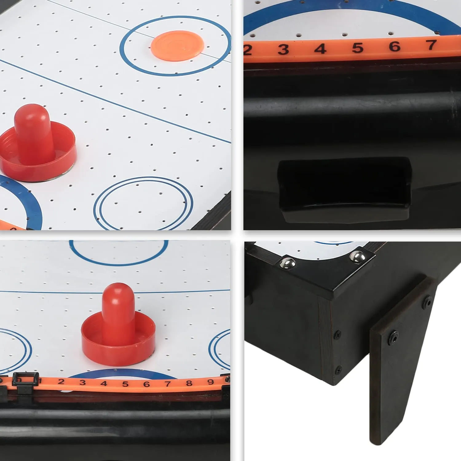 ToyMart Wooden Small Electric Air Hockey Table Game for Kids & Adults, Indoor and Outdoor Game Set, with Charger and USB Cable