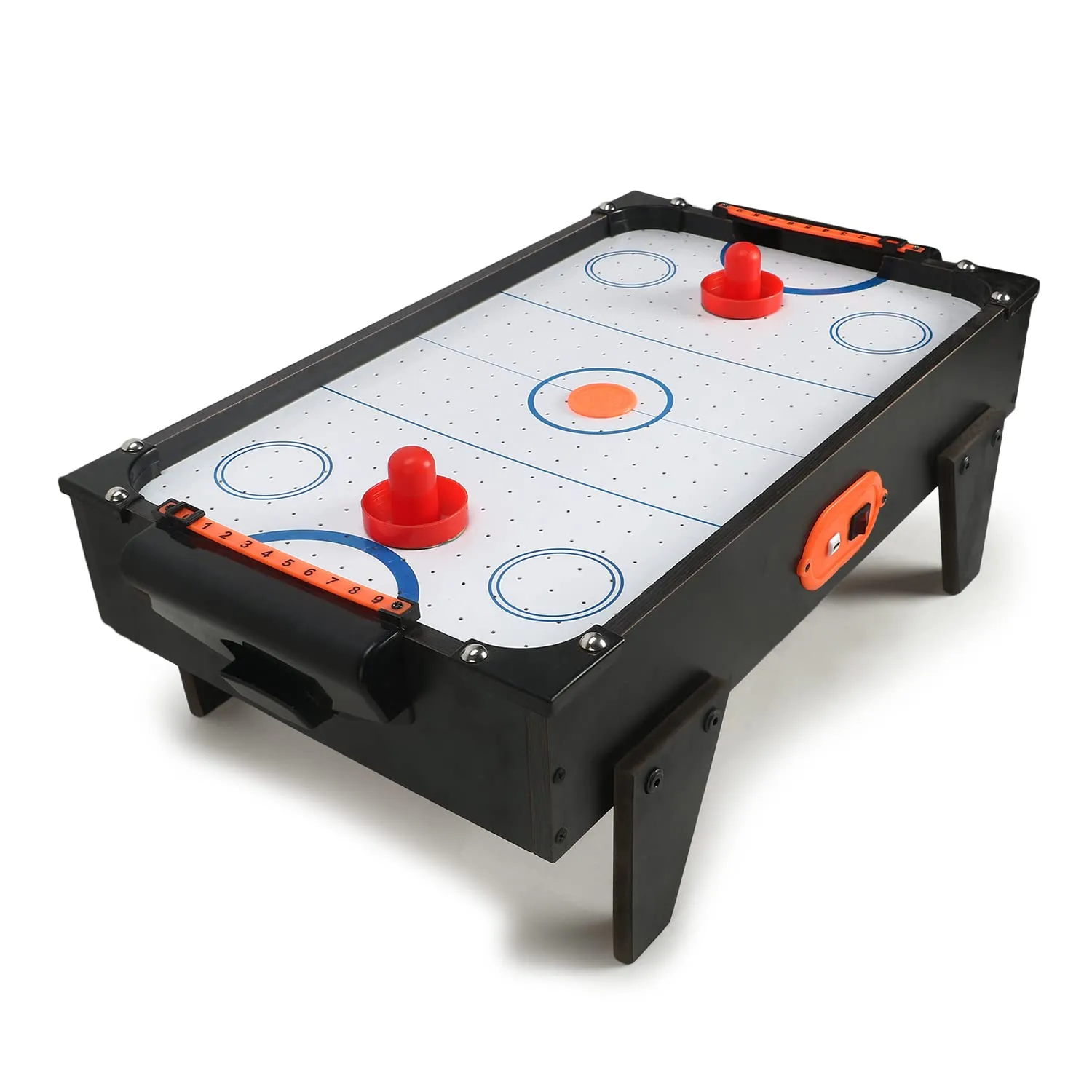 ToyMart Wooden Small Electric Air Hockey Table Game for Kids & Adults, Indoor and Outdoor Game Set, with Charger and USB Cable