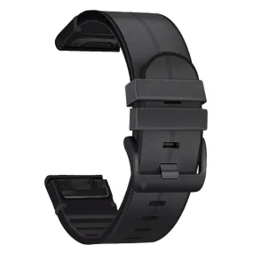 Universal Garmin 22mm QuickFit Rem Tech-Protect Læder Belagt Silikone Rem - Sort