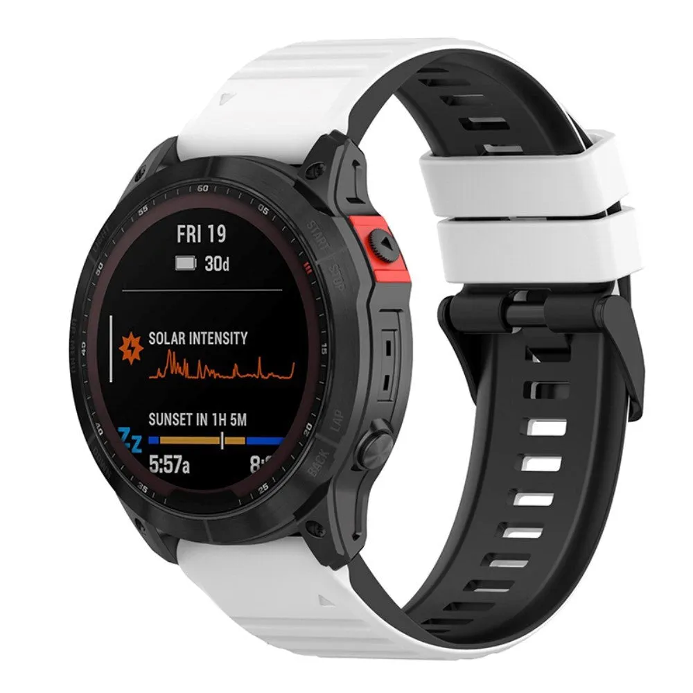 Universal Garmin 22mm Riflet Silikone Rem m. Værktøj - Hvid / Sort