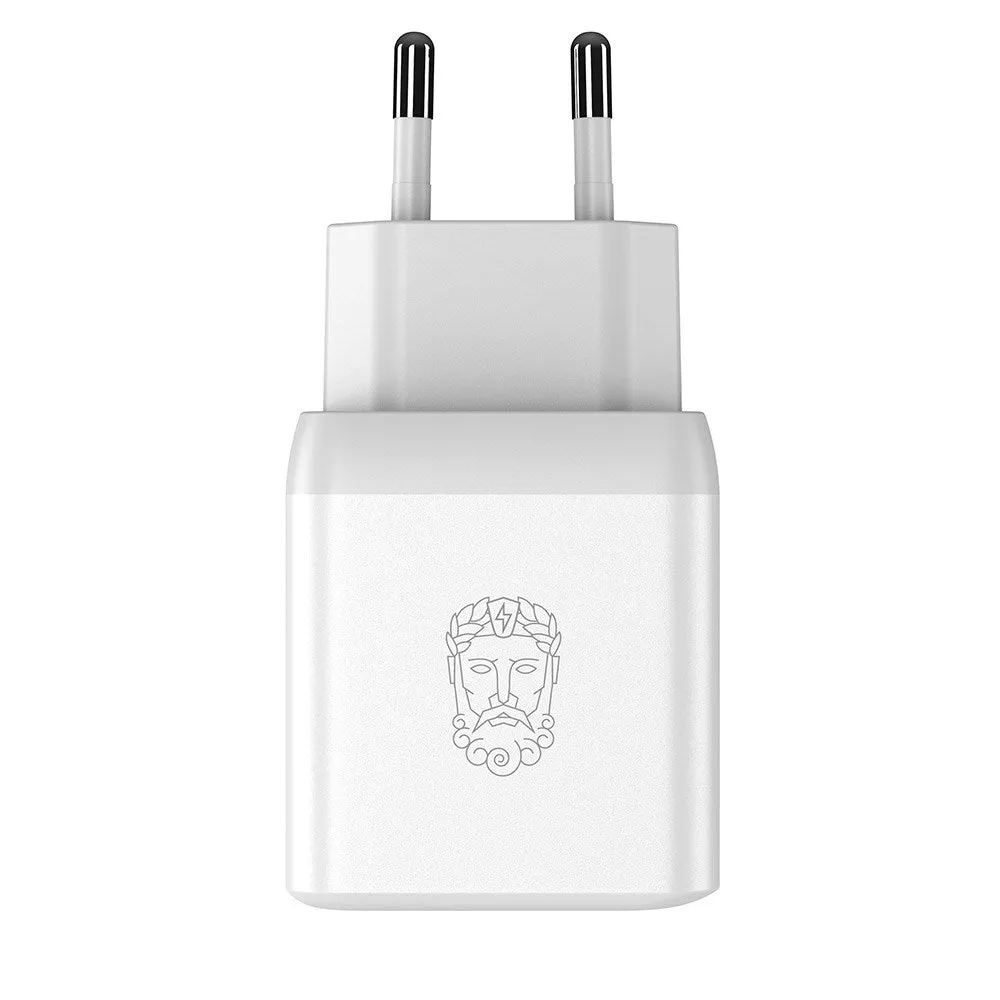 Upström Cirkulär GaN 35W Genanvendt Plastik Vægoplader m. 2 x USB-C - Hvid