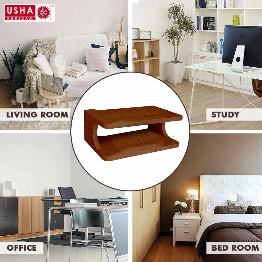 USHA SHRIRAM Wall Mount Set Top Box Stand | Premium Engineered Wood | Easy to Assemble | Wall Mounted Wi Fi Router Stand TV Unit For Living Room, Bedroom & Office | Space Saving Design | Walnut 25x20x8.9 cm