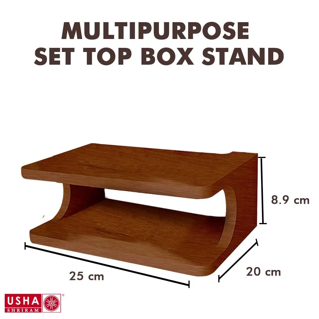 USHA SHRIRAM Wall Mount Set Top Box Stand | Premium Engineered Wood | Easy to Assemble | Wall Mounted Wi Fi Router Stand TV Unit For Living Room, Bedroom & Office | Space Saving Design | Walnut 25x20x8.9 cm