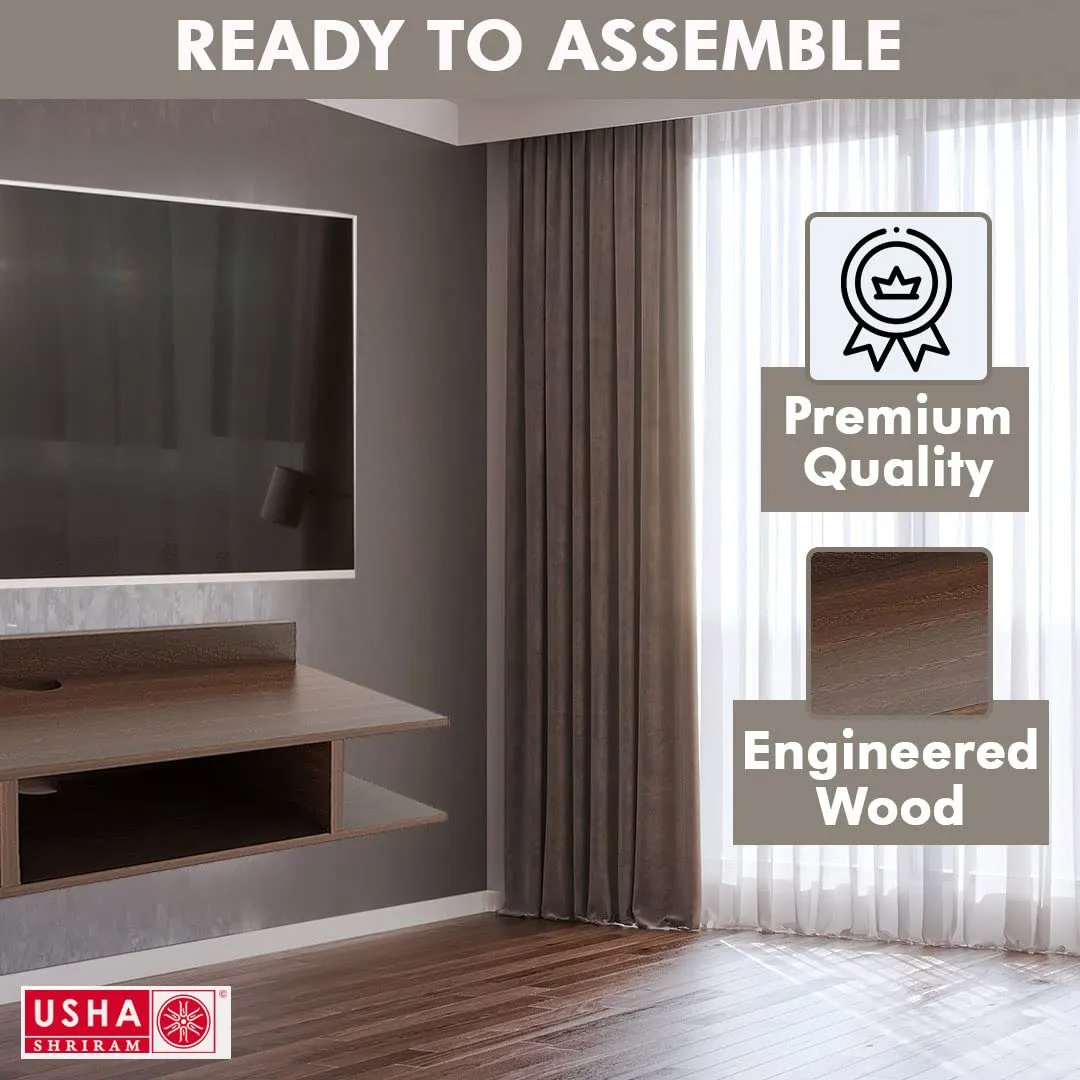 USHA SHRIRAM Wall Mount TV Cabinet with Set Top Box Stand | Premium Engineered Wood | Easy to Assemble | Living Room, Bedroom & Office | Space Saving Design | Wi-Fi Router Stand with Storage (Medium)