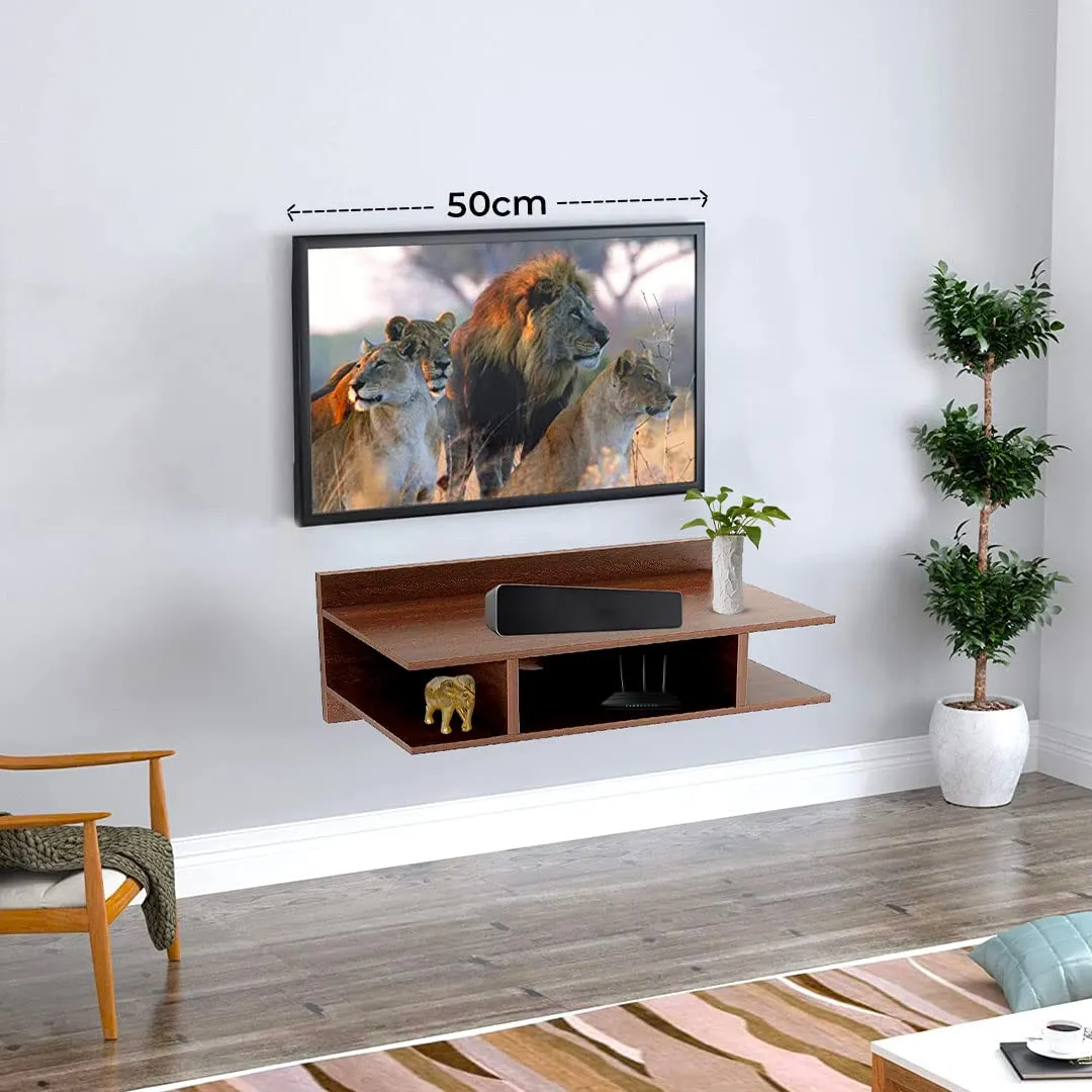 USHA SHRIRAM Wall Mount TV Cabinet with Set Top Box Stand | Premium Engineered Wood | Easy to Assemble | Living Room, Bedroom & Office | Space Saving Design | Wi-Fi Router Stand with Storage (Medium)