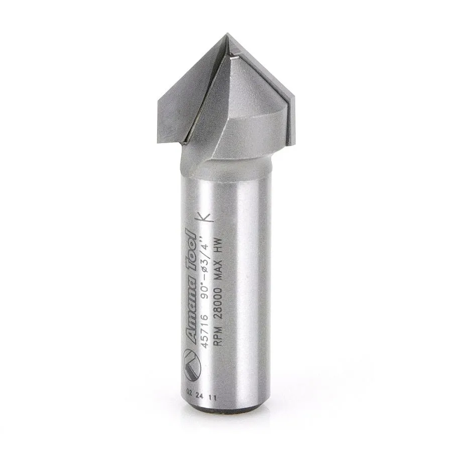 V Groove Router Bit | 90°x 3⁄4 Dia x 5⁄8 x 1⁄2" Shank | 45716 | 738685857168