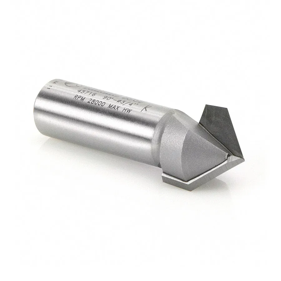 V Groove Router Bit | 90°x 3⁄4 Dia x 5⁄8 x 1⁄2" Shank | 45716 | 738685857168