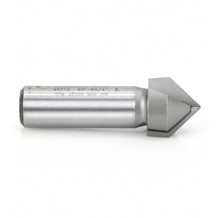 V Groove Router Bit | 90°x 3⁄4 Dia x 5⁄8 x 1⁄2" Shank | 45716 | 738685857168