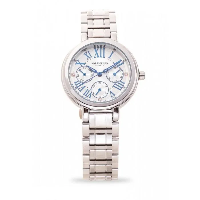 Valentino 20121928-SILVER DIAL CLASSIC SHN MTL IP WHT STAINLESS BAND STRAP Watch For Women