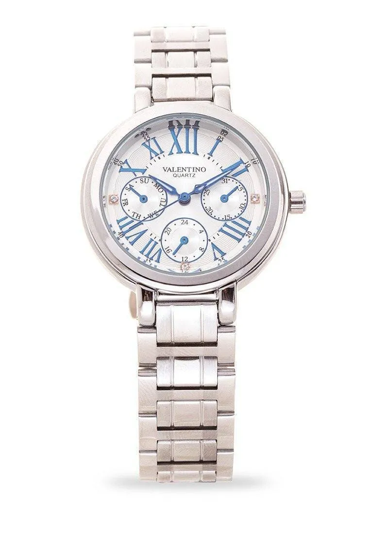 Valentino 20121928-SILVER DIAL CLASSIC SHN MTL IP WHT STAINLESS BAND STRAP Watch For Women