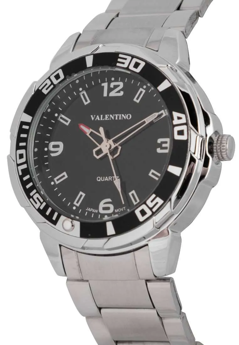 Valentino 20122318-BLACK DIAL Silver Stainless Strap Watch for Men