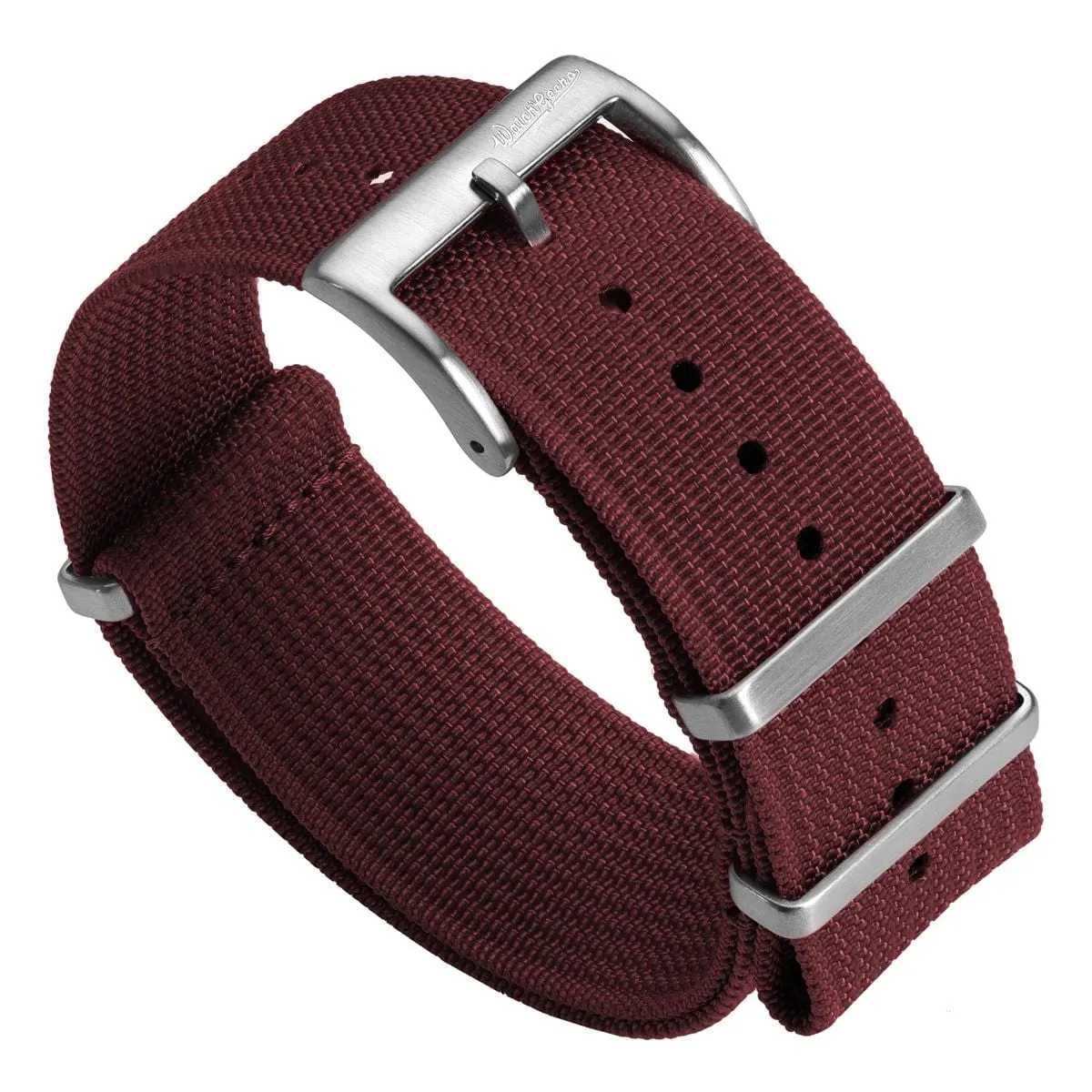 WatchGecko Ridge Military Nylon Watch Strap - Burgundy Red