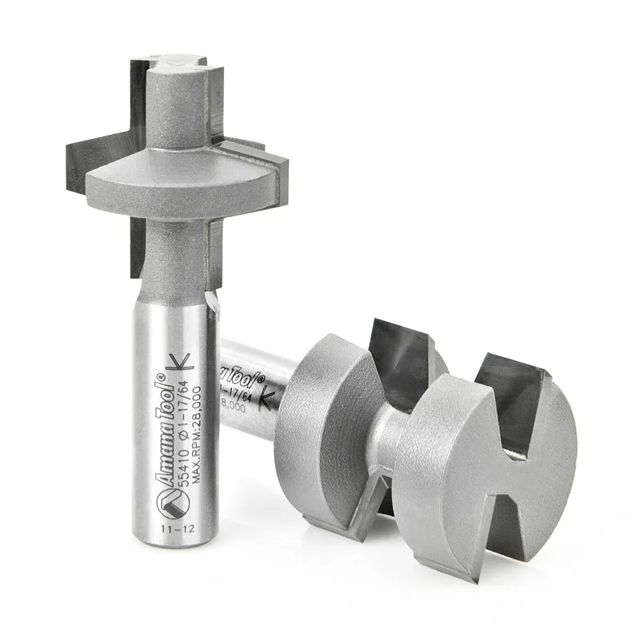 Wedge Tongue & Groove Router Bit | 15°x 1 1⁄4 Dia x 1 1⁄4 x 1⁄2" Shank 2 Piece Set | 55414 | 738685954140