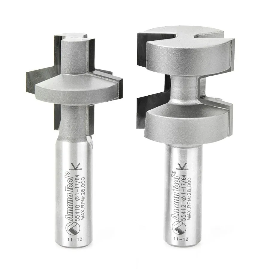 Wedge Tongue & Groove Router Bit | 15°x 1 1⁄4 Dia x 1 1⁄4 x 1⁄2" Shank 2 Piece Set | 55414 | 738685954140