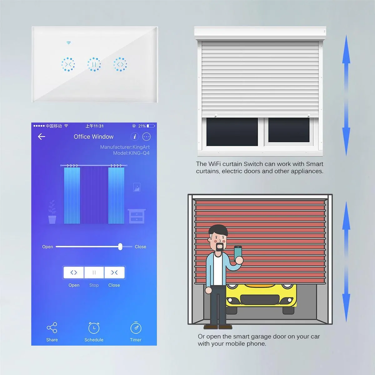 WiFi Electrical Blinds Switch US Plug