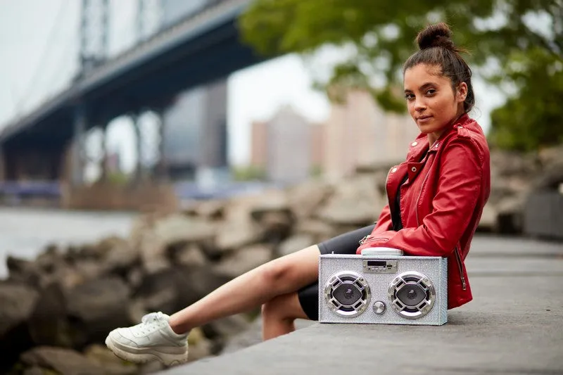 Wireless Bluetooth Iridescent Bling Retro Boombox