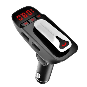 Wireless Car FM Transmitter w/ Hands-free Call, 2 USB Charge Ports, MP3 Player, TF Card & Aux-in