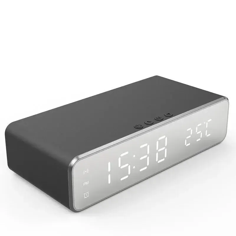 Wireless Charger Alarm Clock with LED Display – Fast Charging Dock for iPhone & Samsung