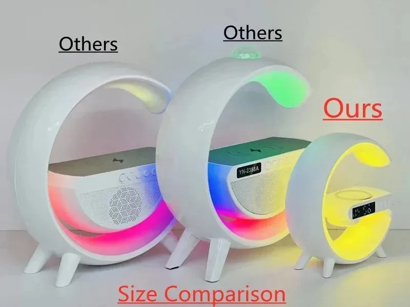 Wireless Charger Pad Stand Speaker TF Card RGB Night Light Lamp Alarm Clock Fast Charging Station Dock for iPhone Samsung Xiaomi