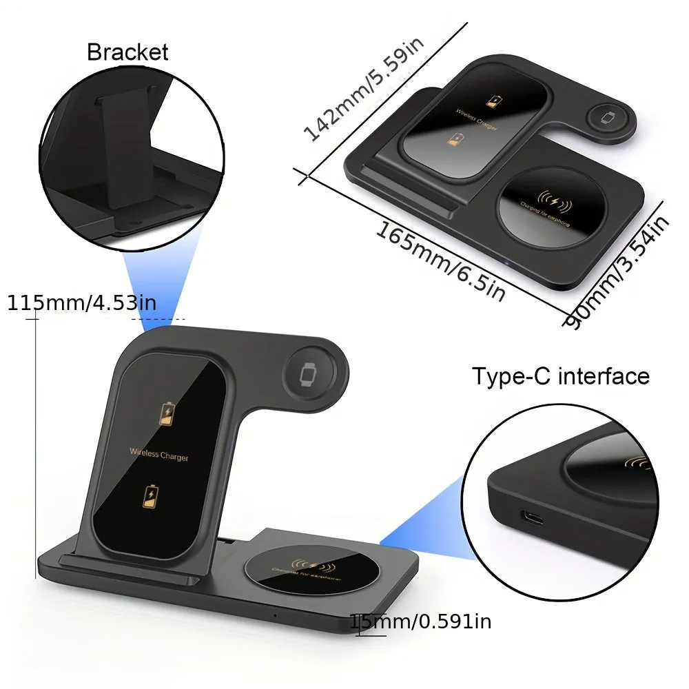 Wireless Charging Station for Multiple Devices Foldable 3 in 1 Fast Charger Station Stand Dock